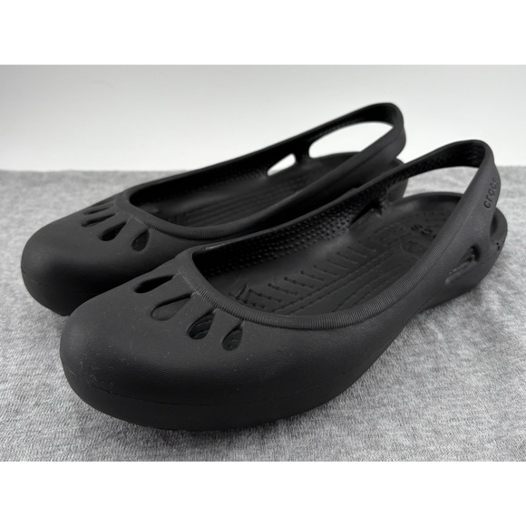 Crocs Women's Black Kadee Slingback Croslite Slip On Ballet Flats Size 7 Slip On - Picture 1 of 10